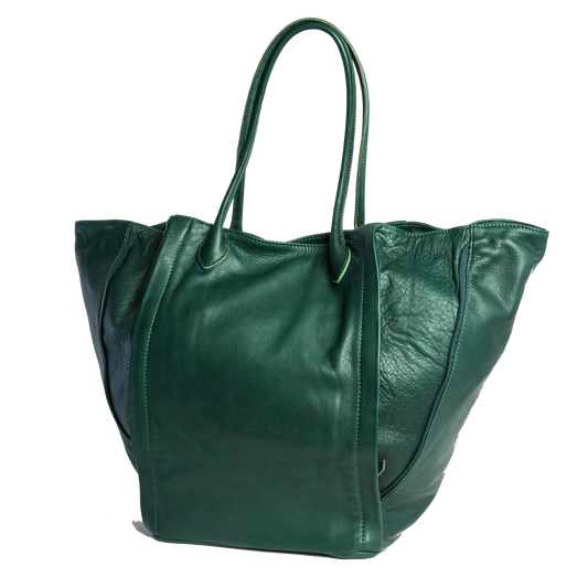 "The Emilia Tote" Full Grain Leather Trapeze Tote Bag