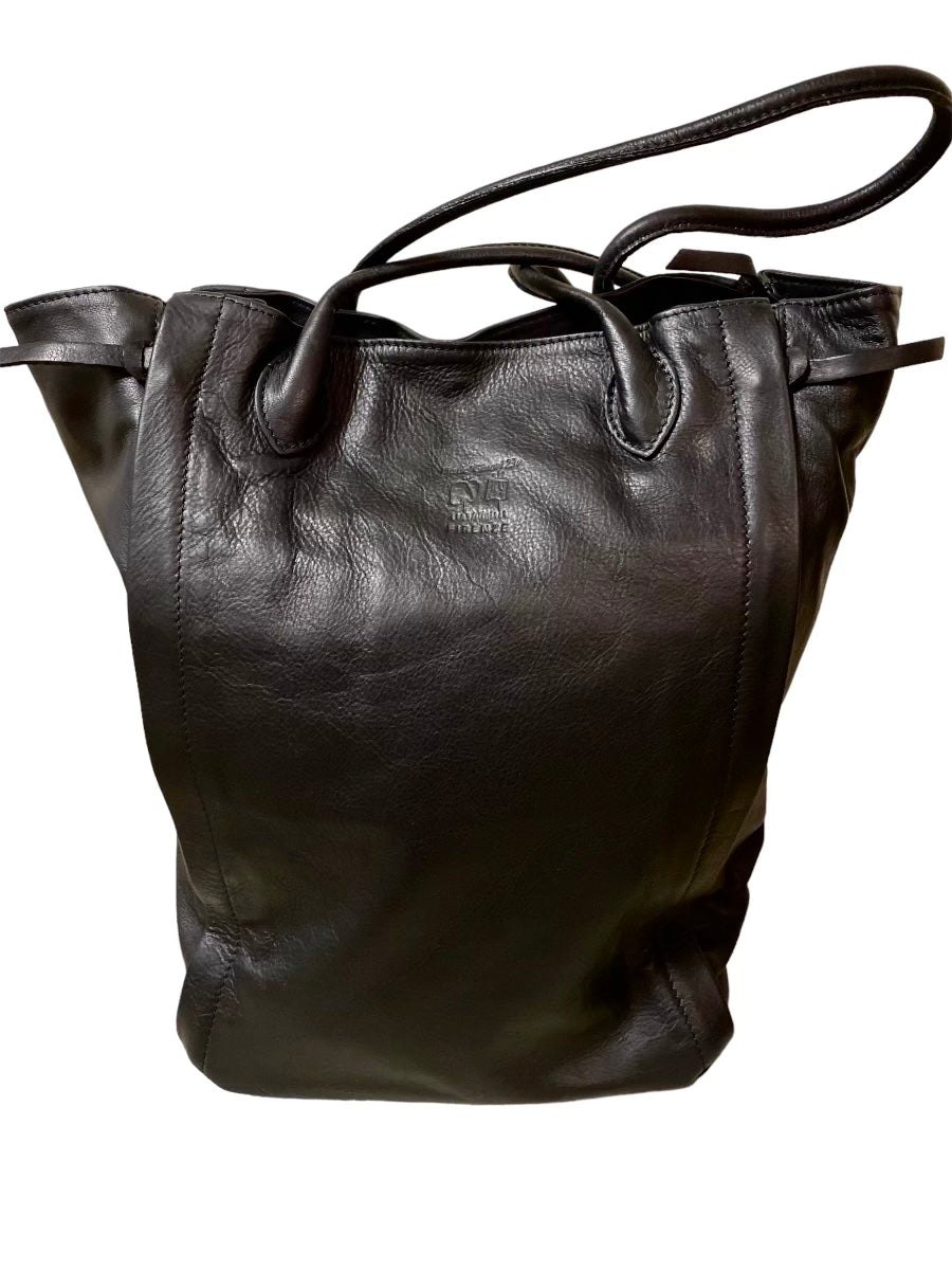 "The Emilia Tote" Full Grain Leather Trapeze Tote Bag