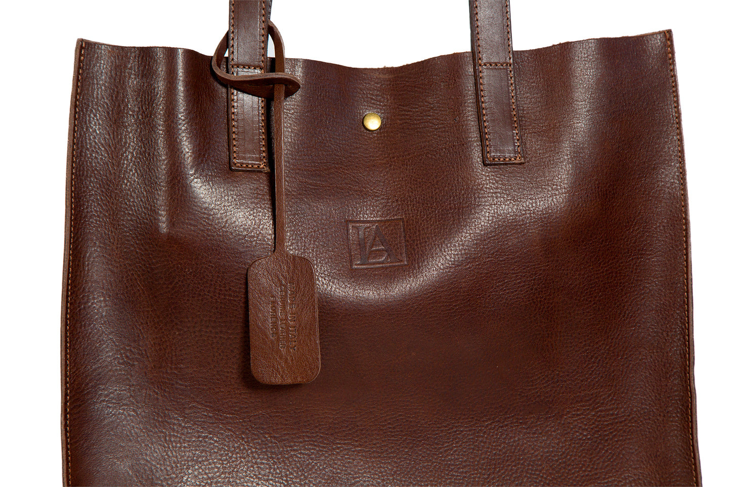 "LA CATHERINE" Full Grain Italian Leather Shopper Tote Bag