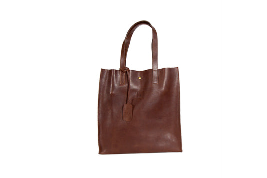 "LA CATHERINE" Full Grain Italian Leather Shopper Tote Bag